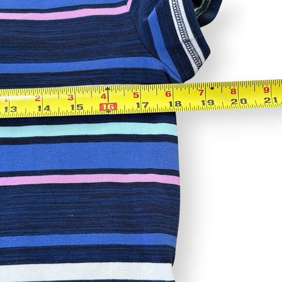 T by Talbots Cotton Blend Striped T-Shirt Dress with Ruched Cut-Out Back Size MP - Picture 8 of 10